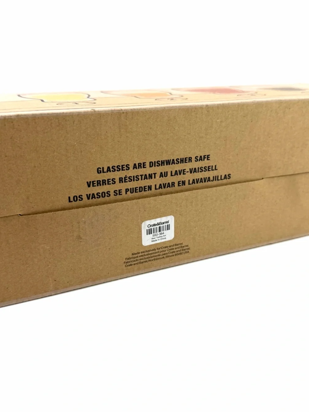 Crate & Barrel Beer Tasting Set 4 Glass Flight with Paddle NWT